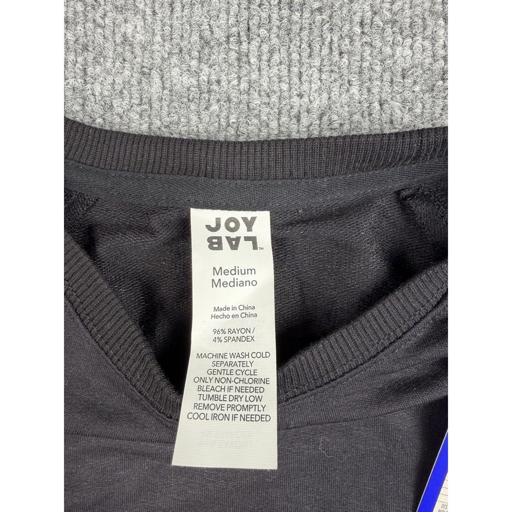 JoyLab Sweatshirt Womens Medium Black Long Sleeve Pullover Thumbholes Lounge - Picture 4 of 10